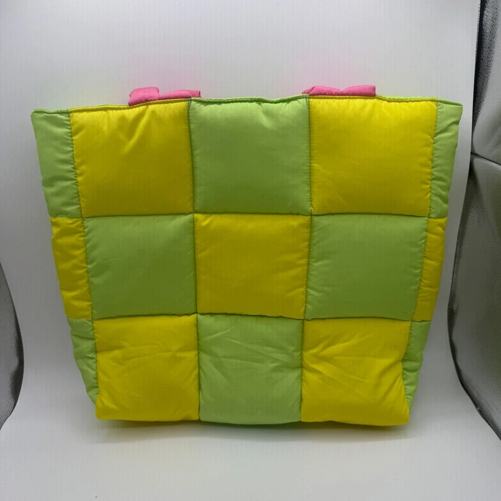 Fruit Riot Puffy Tote Bag Women Multi Color Checkerboard Quilted Shoulder Bag‎